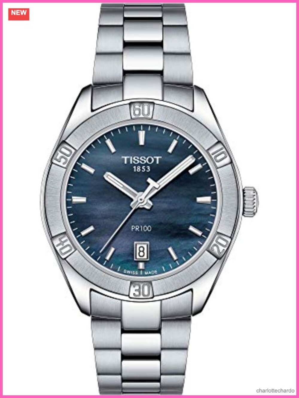 Tissot PR 100 Sport Chic Swiss Quartz 36mm Mother-of-Pearl Dial Women's Watch